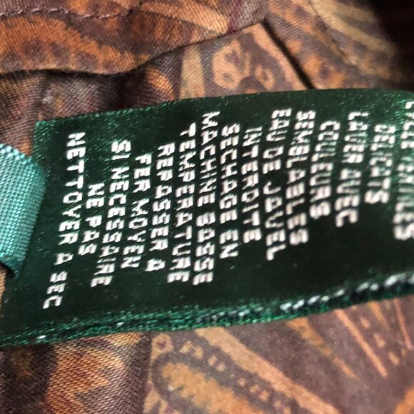 Lauren Ralph Lauren Brown Paisley 100% Cotton‎ Button Down Shirt Size Medium - Picture 6 of 6